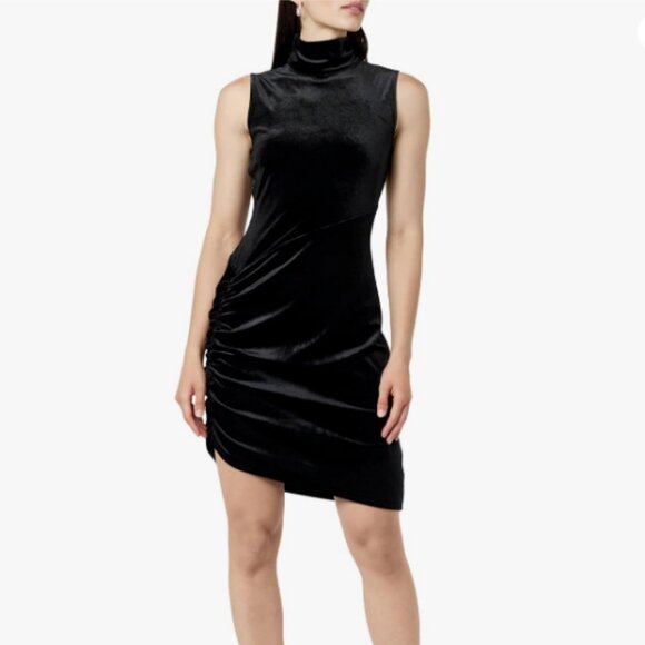 The Drop Women's Fabia Ruched Velvet Mini Dress Black, S - Picture 1 of 8